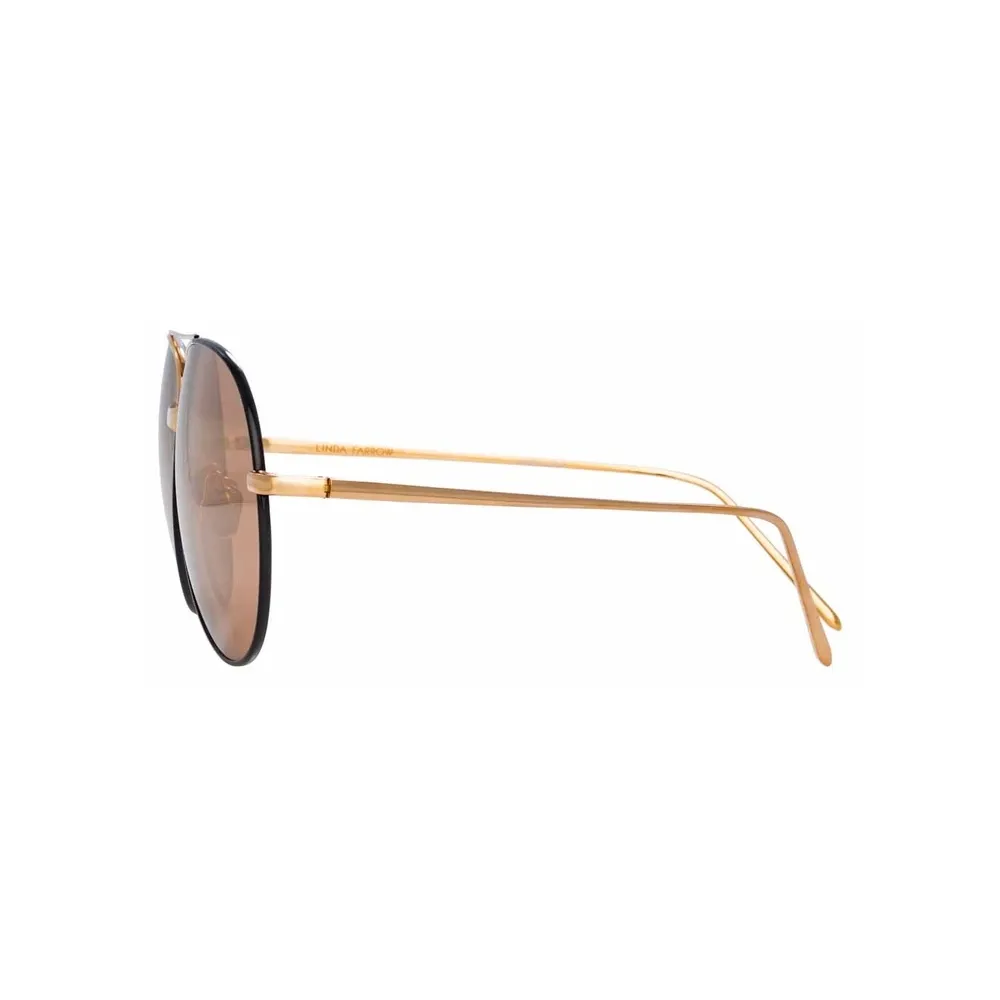 Linda Farrow - Occhiali da Sole Aviator Salem C17 in Oro Rosa e Nero - LFL817C17SUN - Linda Farrow Eyewear