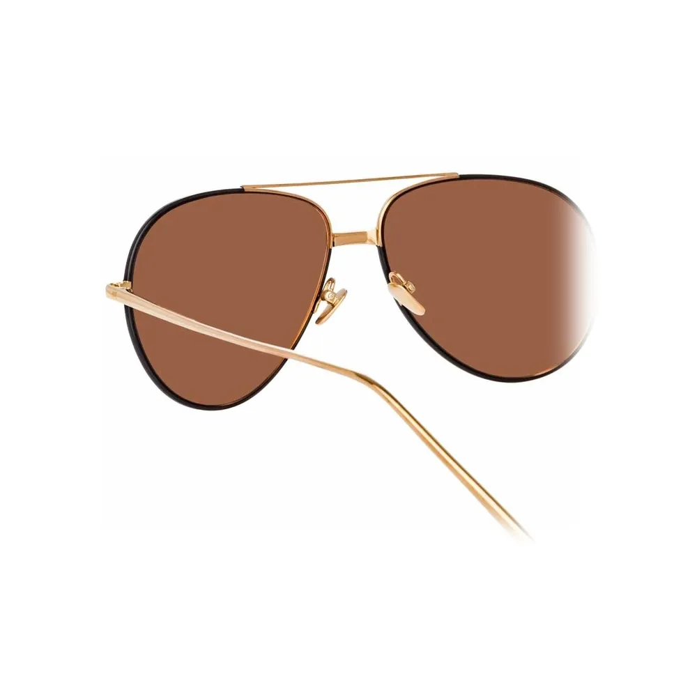 Linda Farrow - Occhiali da Sole Aviator Salem C17 in Oro Rosa e Nero - LFL817C17SUN - Linda Farrow Eyewear