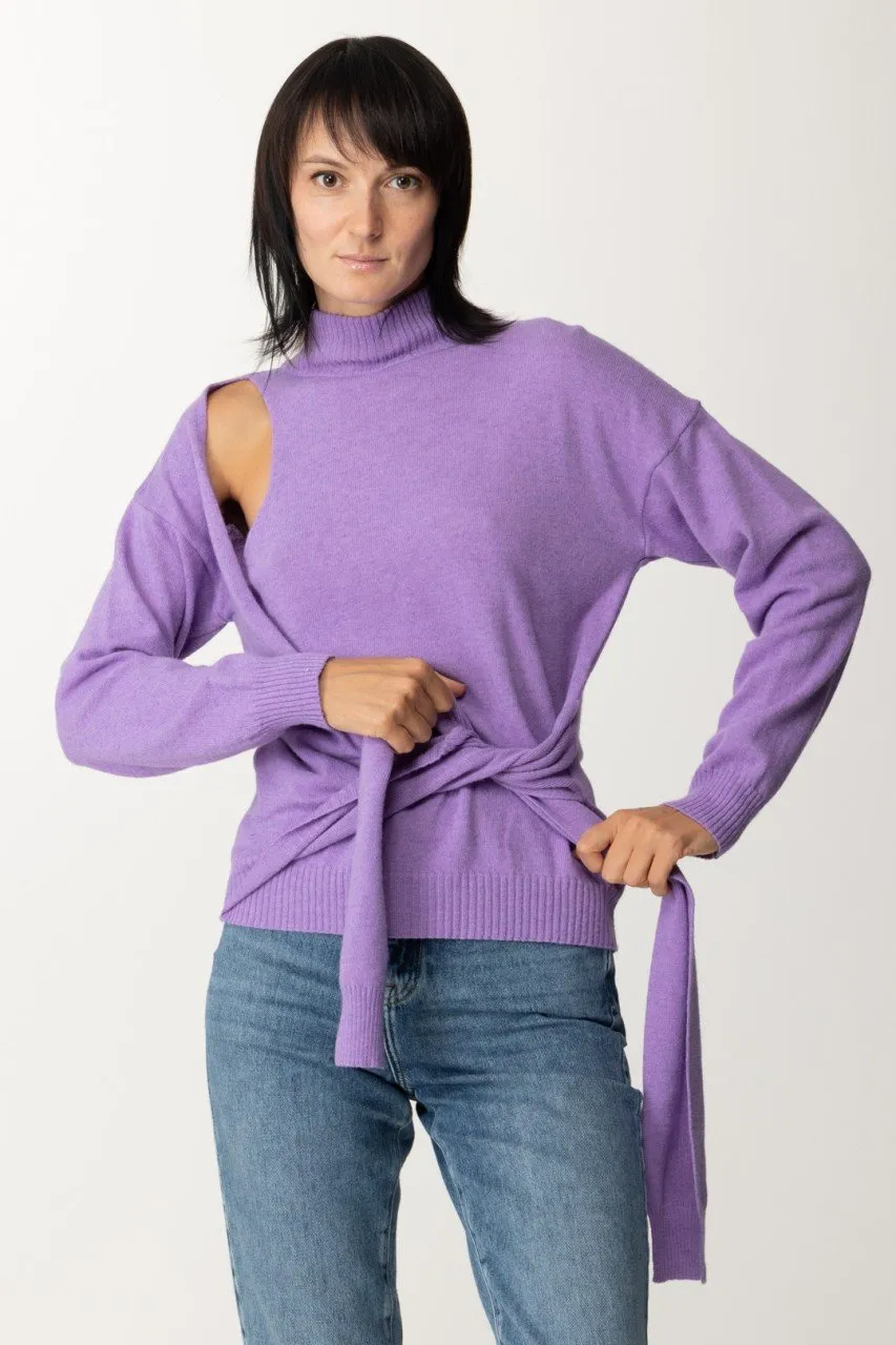 Maglia a lupetto con nodo COOL LILAC