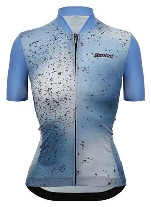 Maglia a manica corta Santini Fango Donna Blu