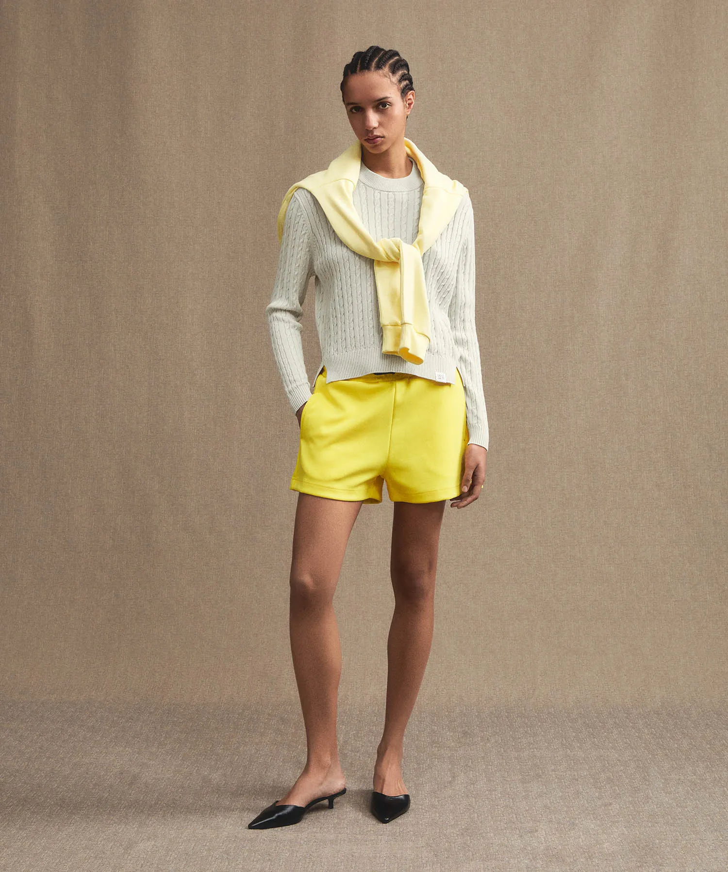 Maglia a treccia in tricot di cotone