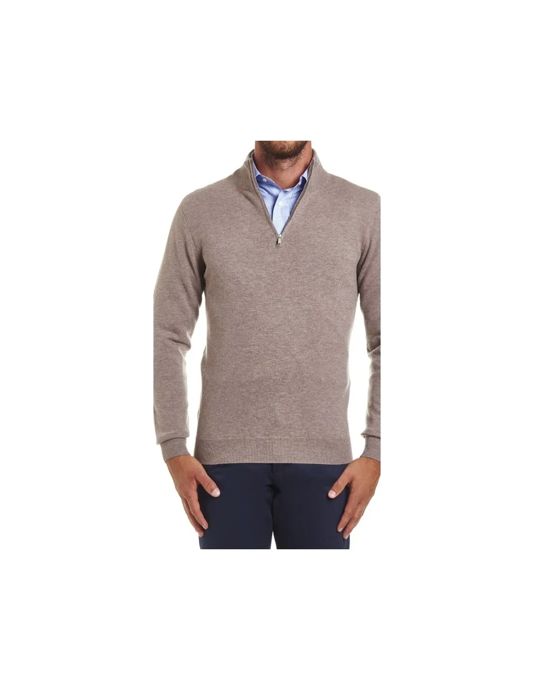 Maglia Mezza Zip Tortora LambWool A / I