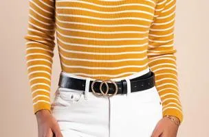 Maglietta lavorata a maglia con motivo a righe, giallo