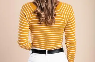 Maglietta lavorata a maglia con motivo a righe, giallo