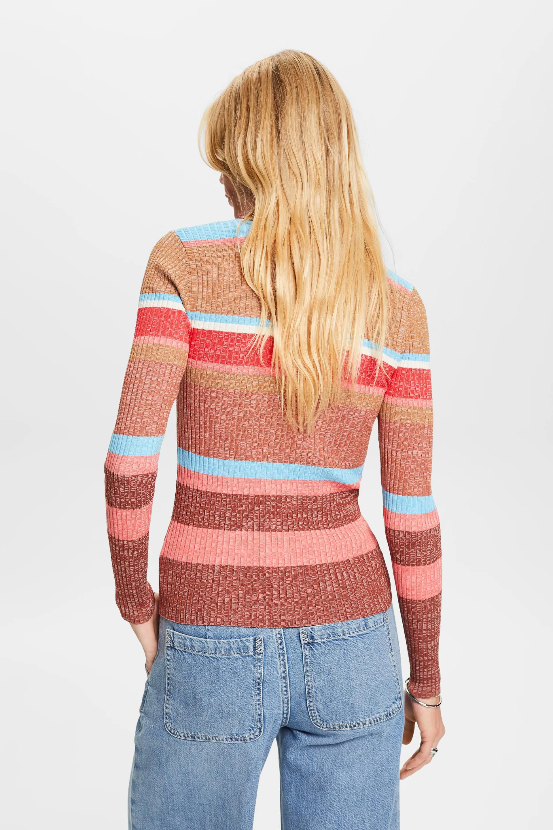Maglione a righe in maglia a coste, LENZING™ ECOVERO™