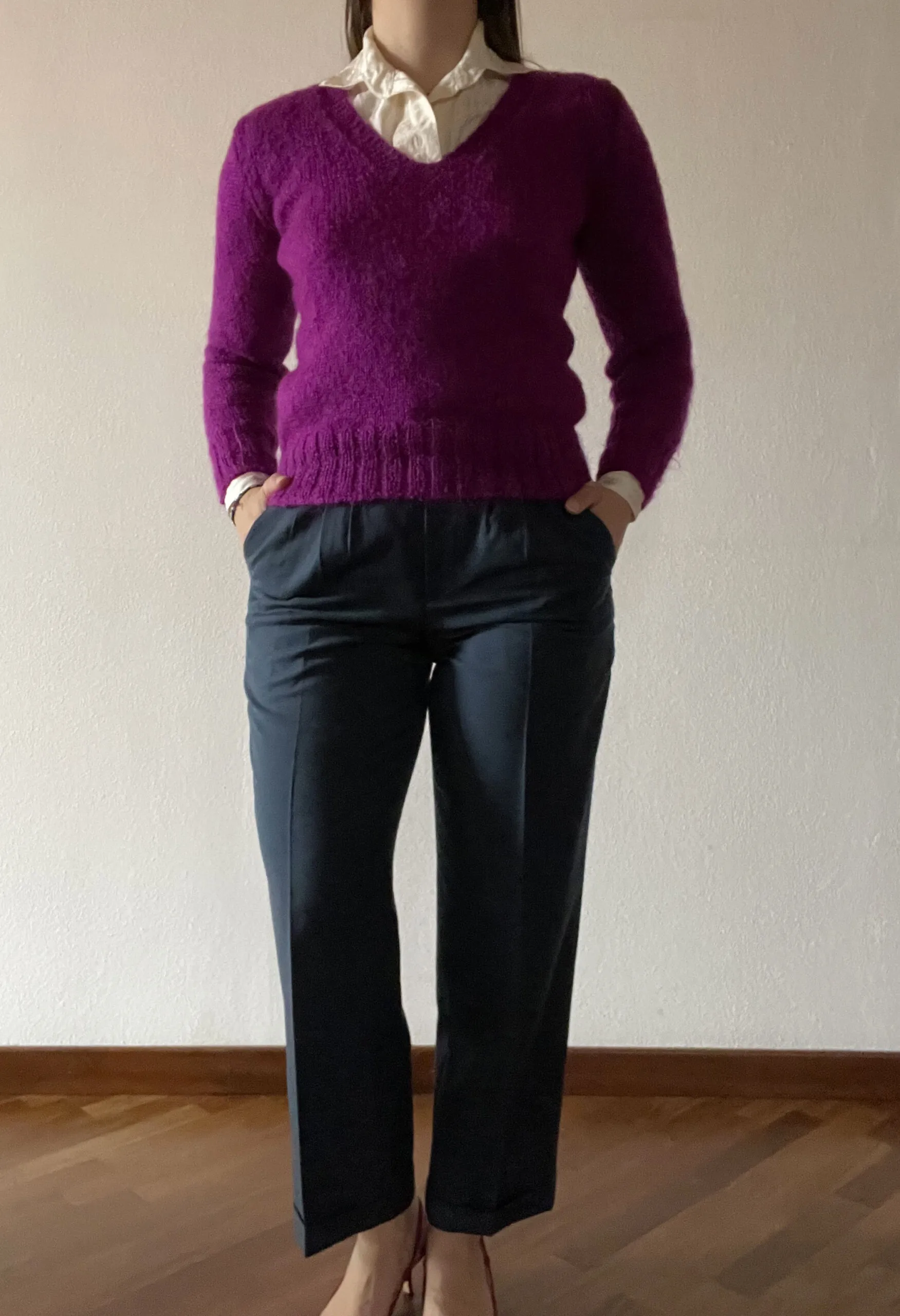 Maglione handmade viola misto mohair vintage anni ’70