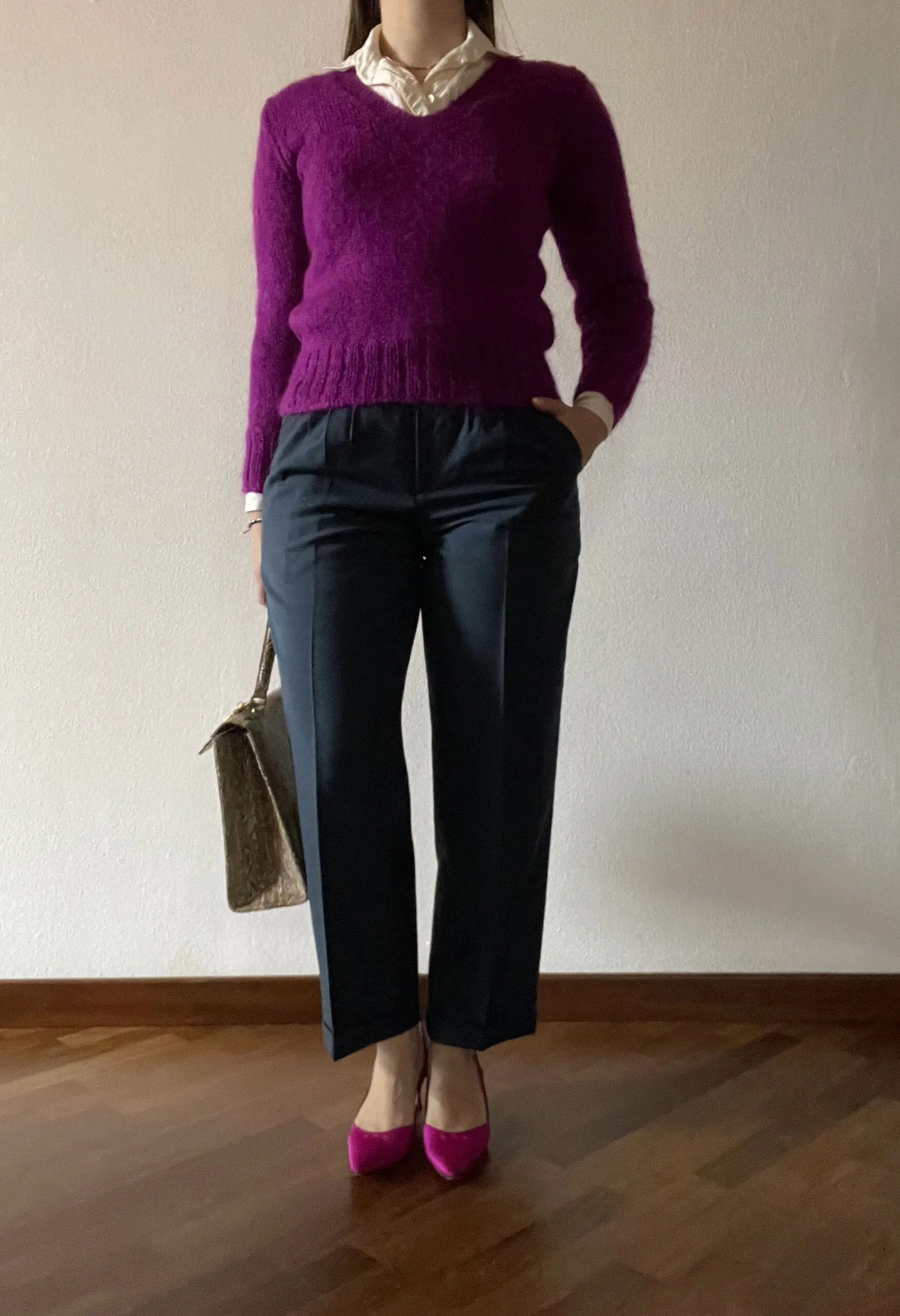 Maglione handmade viola misto mohair vintage anni ’70