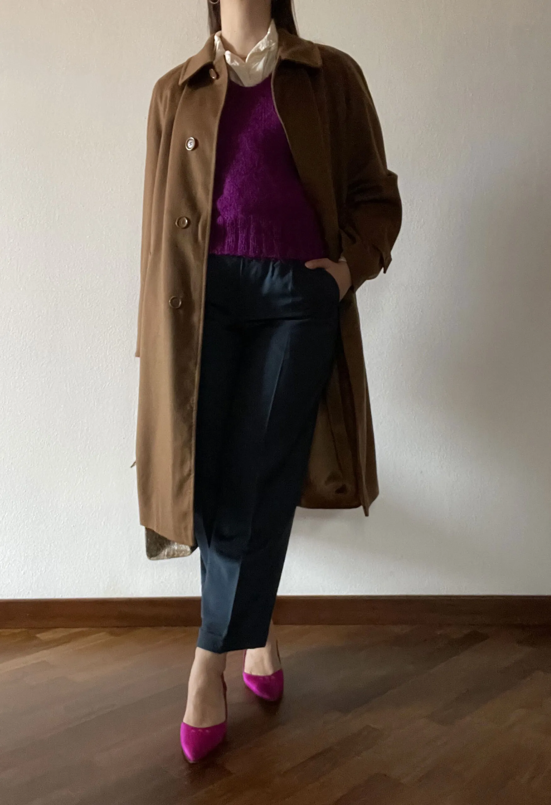 Maglione handmade viola misto mohair vintage anni ’70