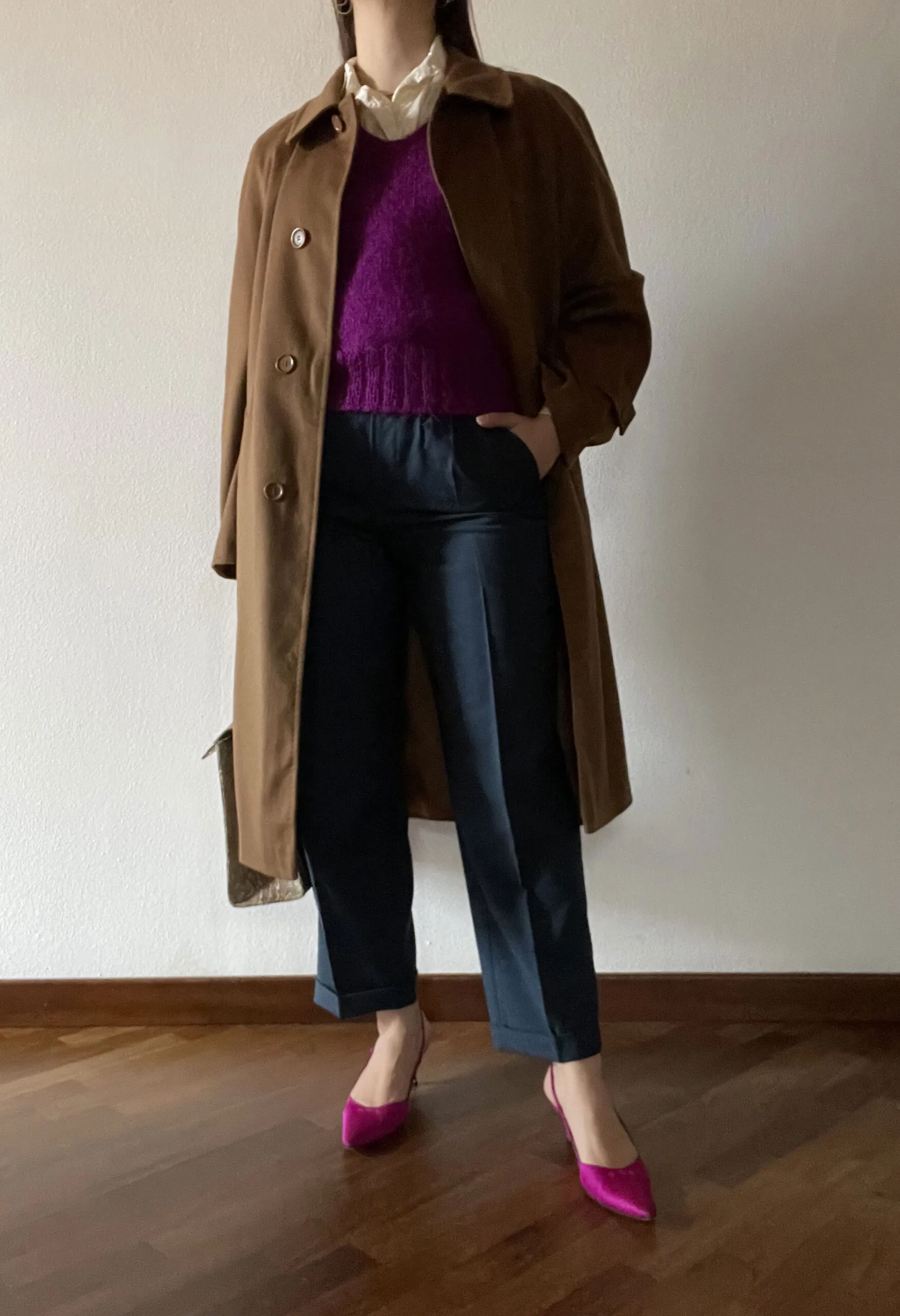 Maglione handmade viola misto mohair vintage anni ’70