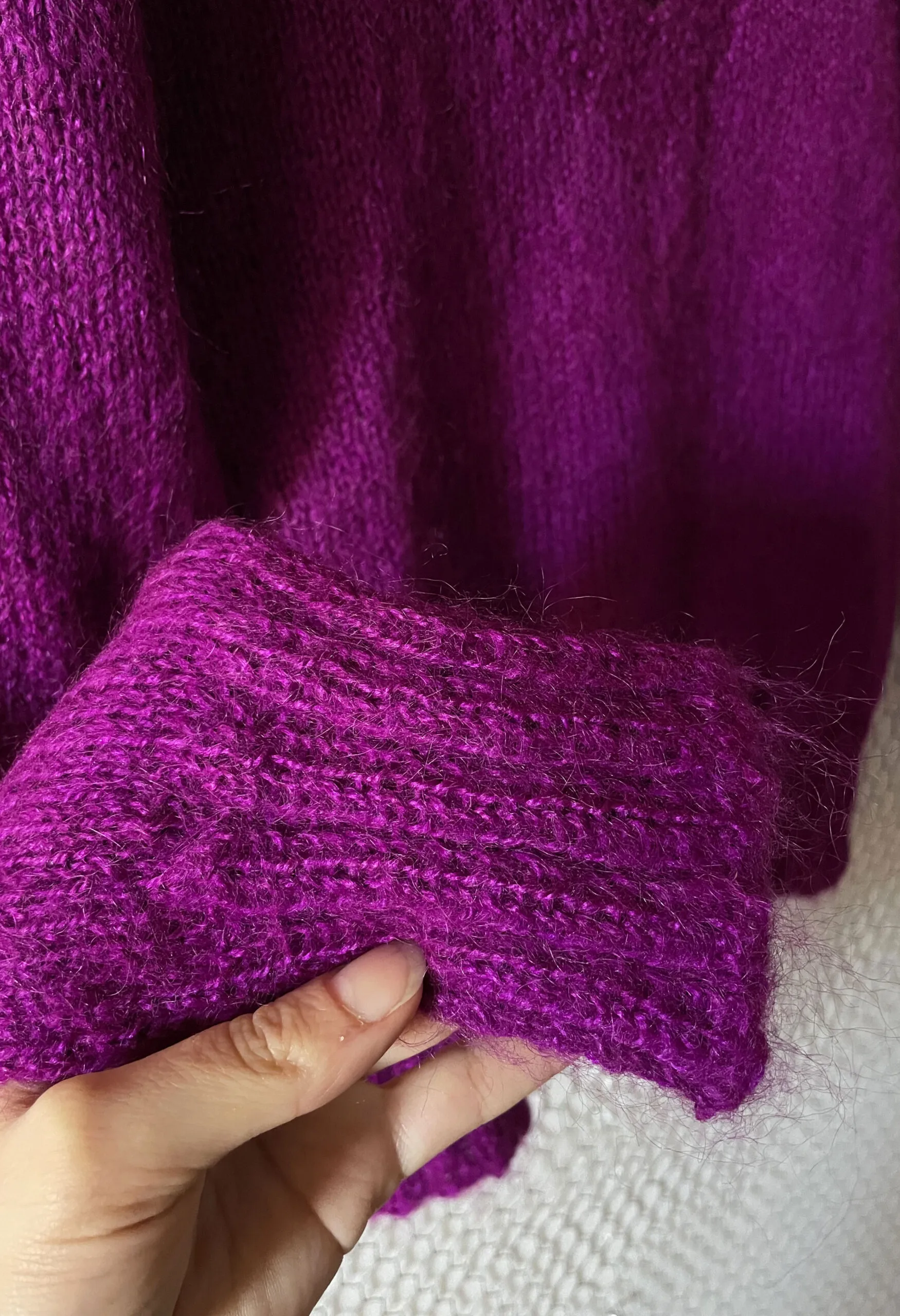 Maglione handmade viola misto mohair vintage anni ’70