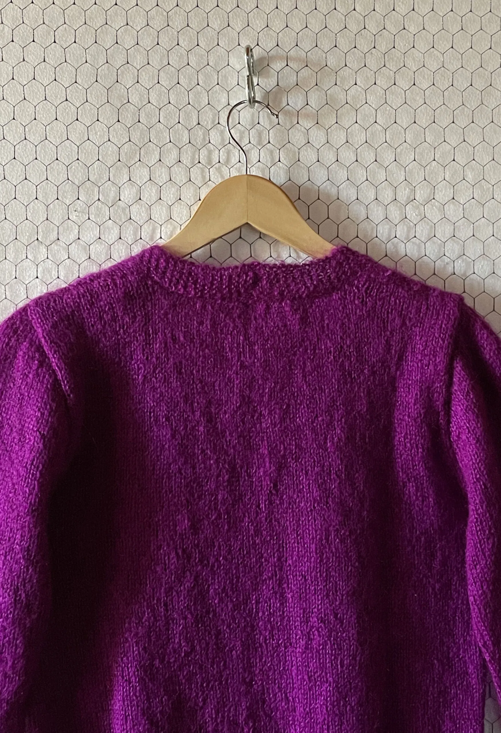Maglione handmade viola misto mohair vintage anni ’70