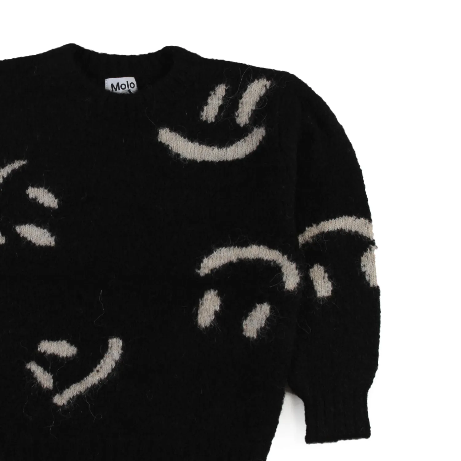 Maglione Molo Nero Con Smile Panna Bambina Ragazza