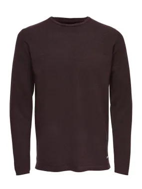 Maglione Only & Sons ted crew neck Bordeaux