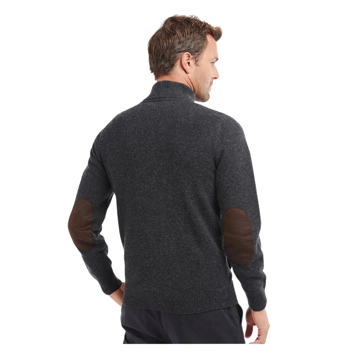 Maglione Uomo Barbour Patch Zip Thru Grigio Antracite