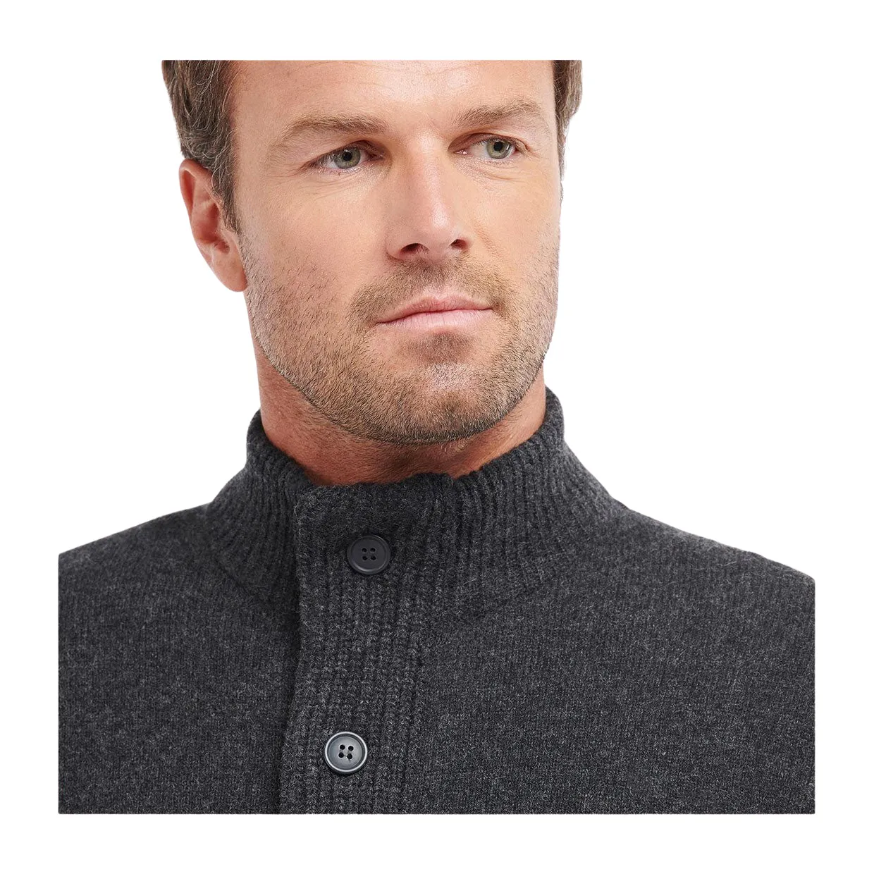 Maglione Uomo Barbour Patch Zip Thru Grigio Antracite