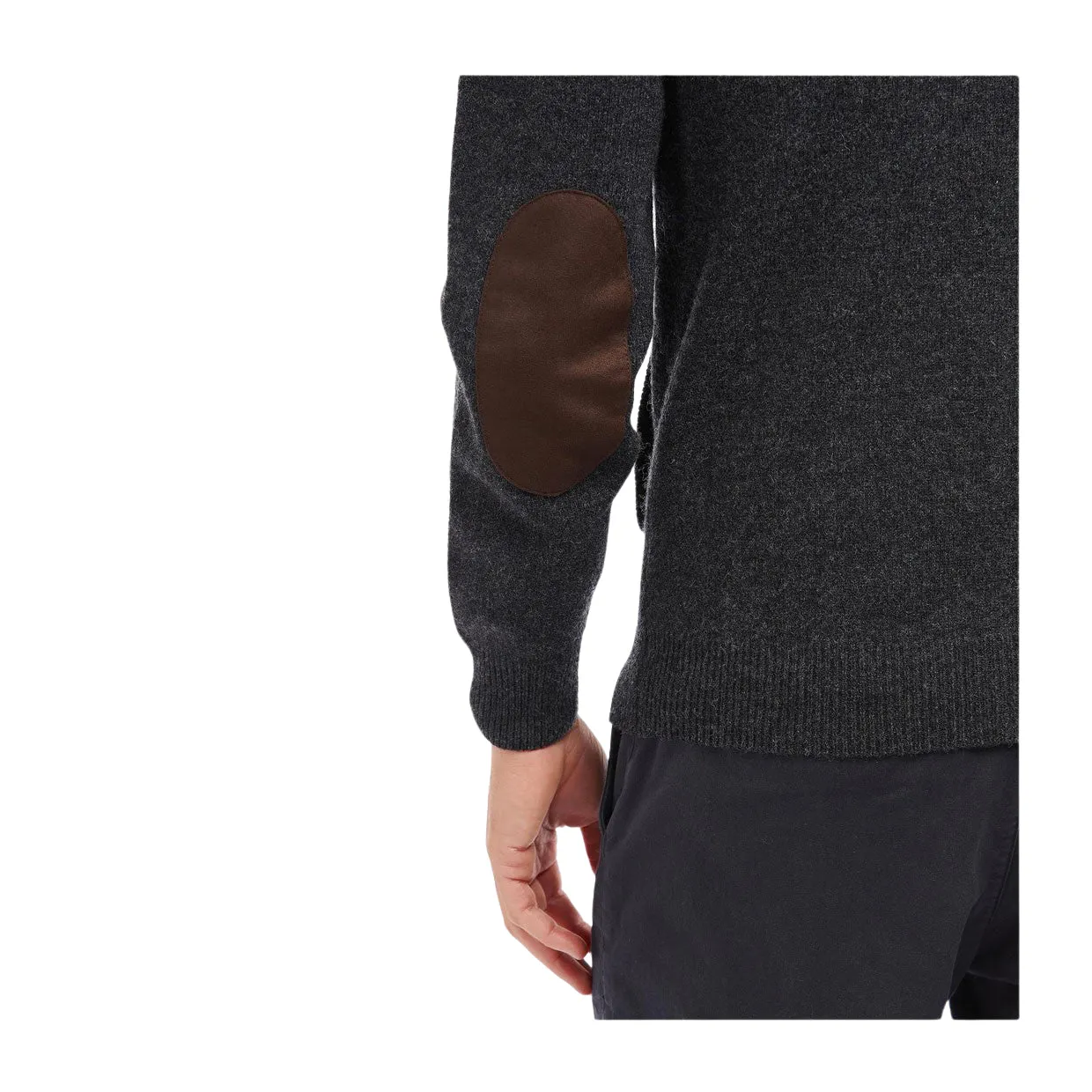Maglione Uomo Barbour Patch Zip Thru Grigio Antracite