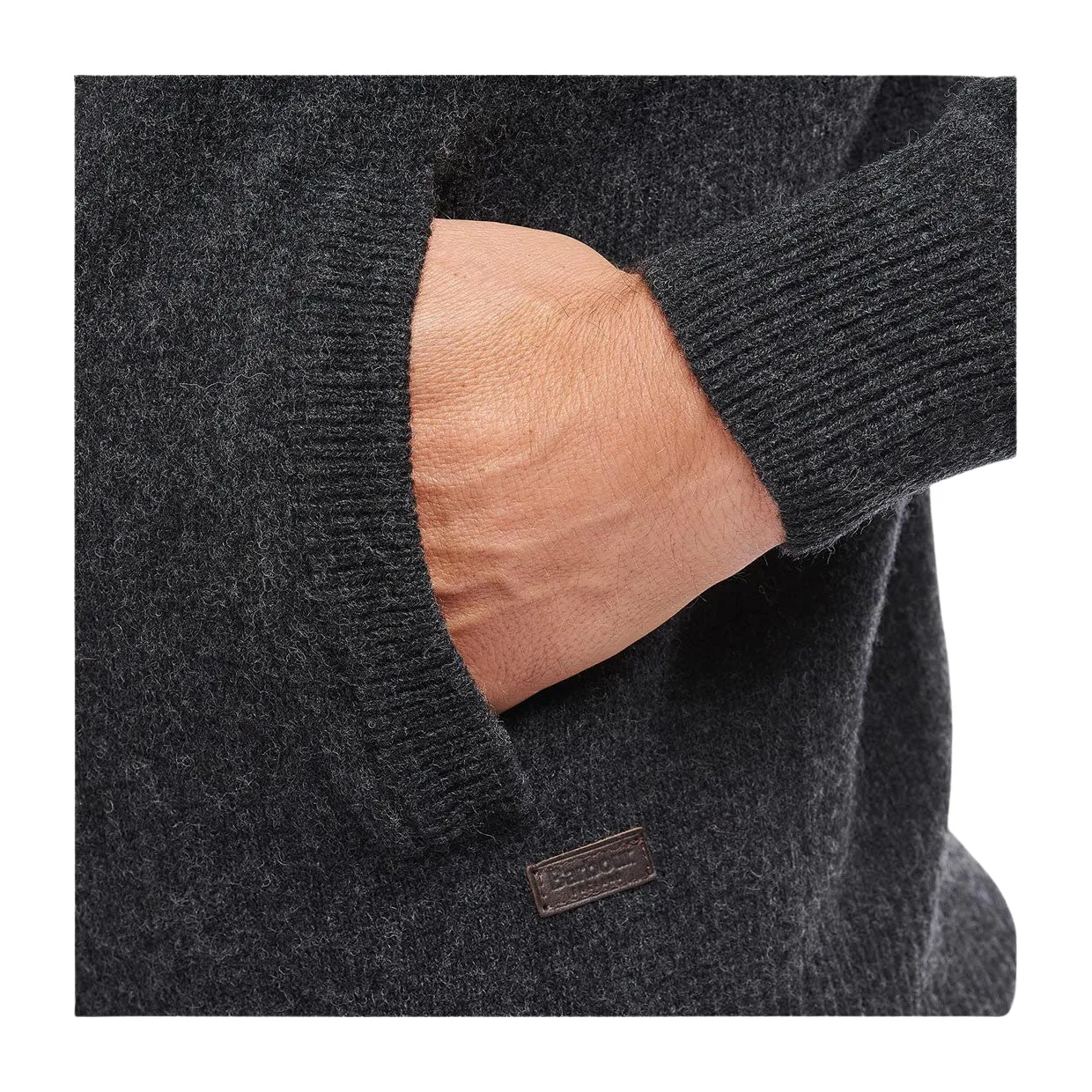 Maglione Uomo Barbour Patch Zip Thru Grigio Antracite