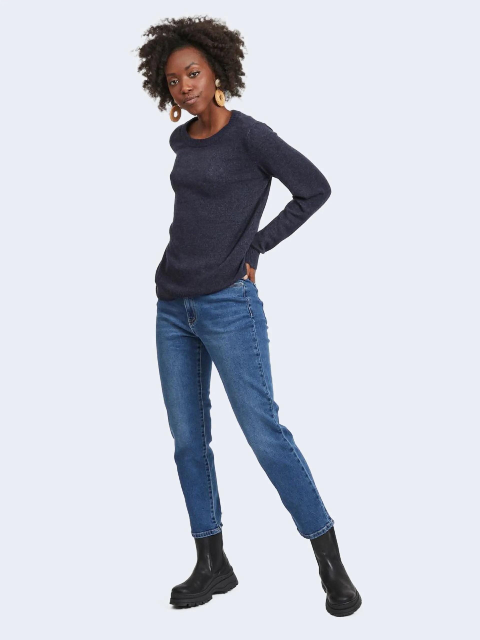 Maglione Vila Clothes VIRIL O-NECK Blue scuro