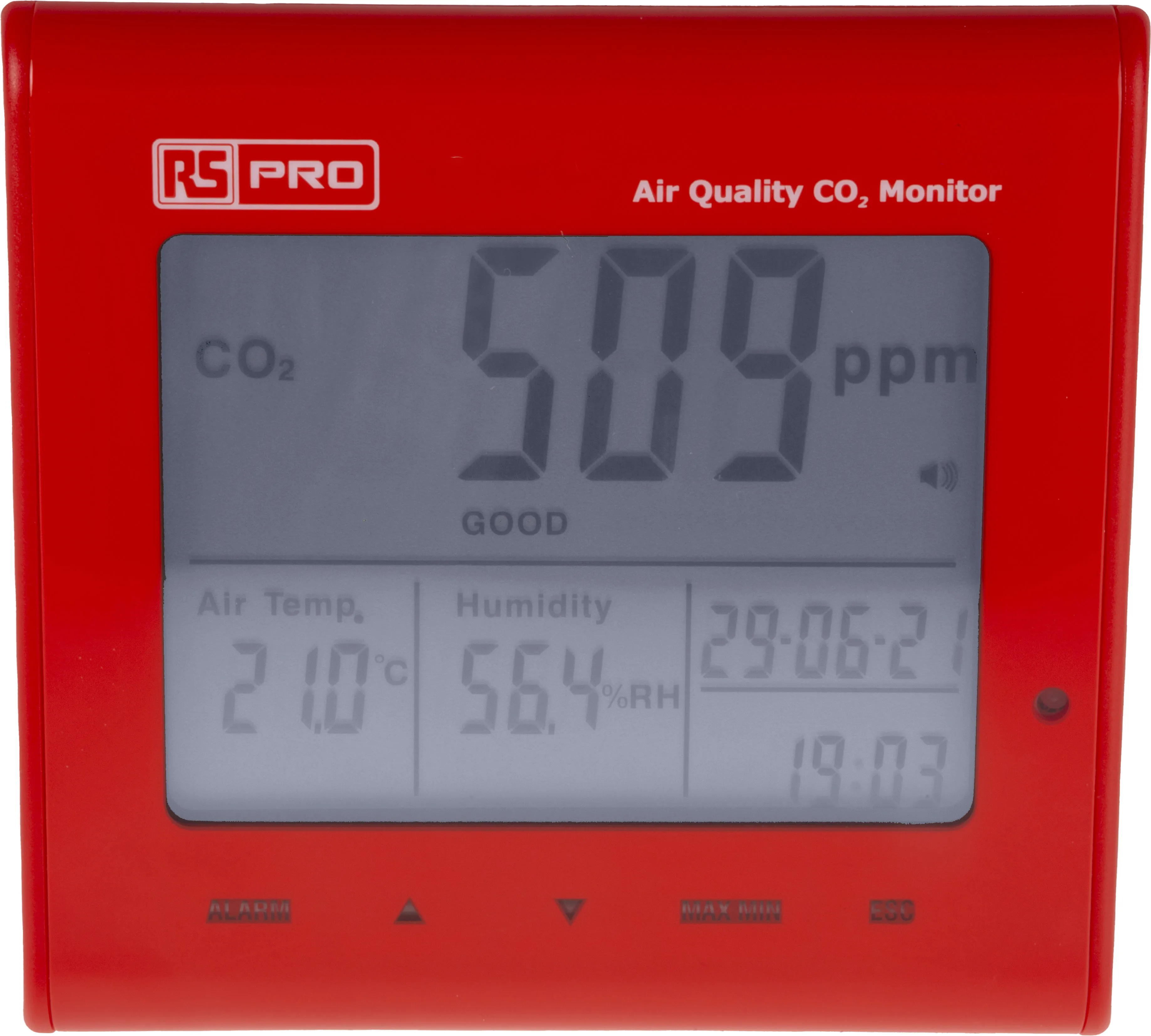 Misuratore qualità aria con registratore dati RS PRO DT-802D, CO2 9999ppm max, +50°C max