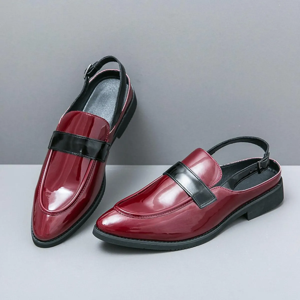 Mocassini neri da uomo punta tonda rossa slip on primavera / autunno scarpe da uomo formali da lavoro taglia 38 46 sandali da uo