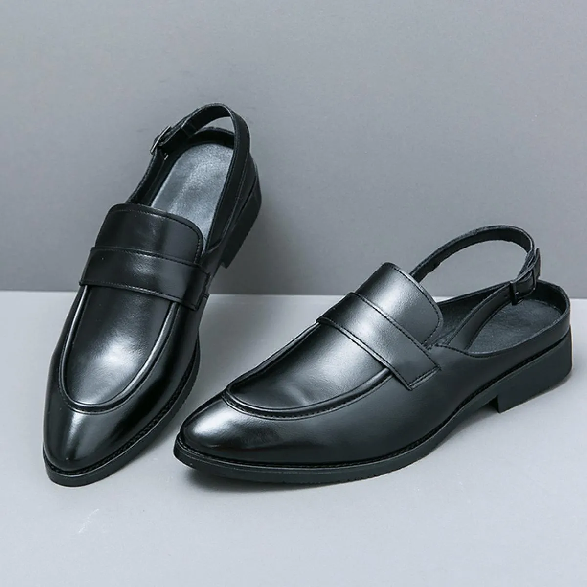 Mocassini neri da uomo punta tonda rossa slip on primavera / autunno scarpe da uomo formali da lavoro taglia 38 46 sandali da uo