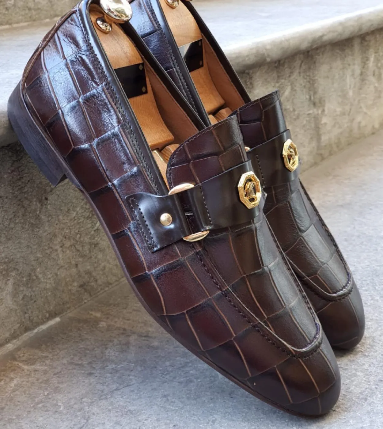 Mocassini Scarpe da uomo Pu Tinta unita Moda classica All Match Business Casual Testa tonda Motivo a pietra Slip on Scarpe elega