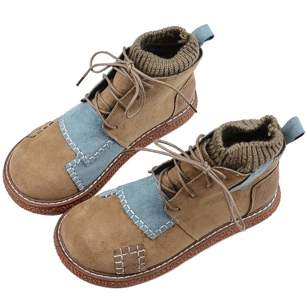 Mori Stivaletti letterari Colori misti Suola spessa Scarpe da bambola con testa grande più Stivaletti con bocca in lana calda in