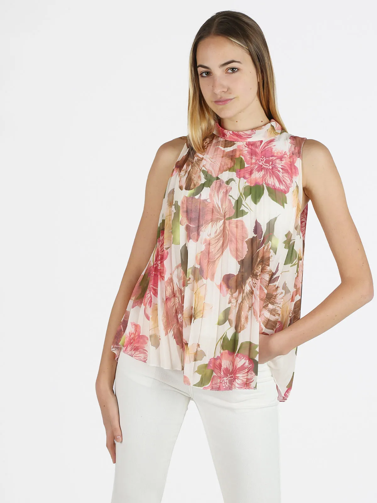 New Collection Top femme plissé imprimé fleuri