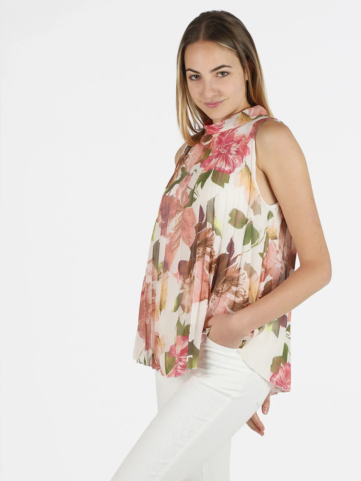 New Collection Top femme plissé imprimé fleuri