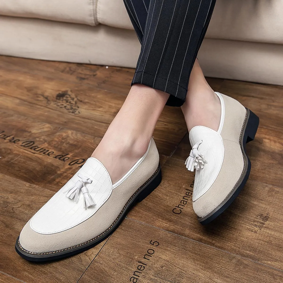 Nuovi mocassini da uomo neri punta quadrata slip on nappe marrone beige scarpe da lavoro formali taglia 38 48 scarpe da uomo di