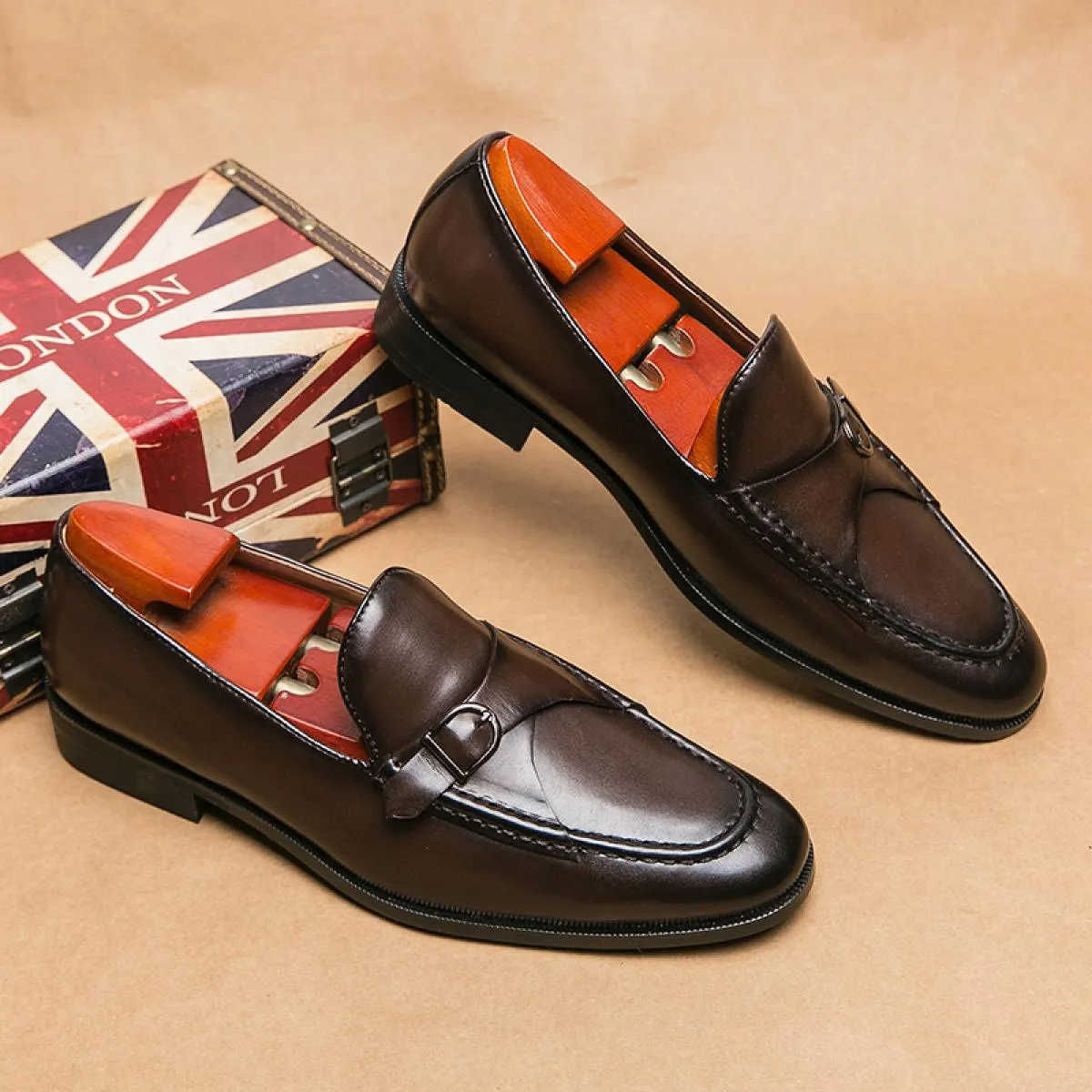 Nuovi mocassini marroni da uomo con punta quadrata e scarpe formali da uomo fatte a mano da lavoro taglia 38 46 Spedizione gratu