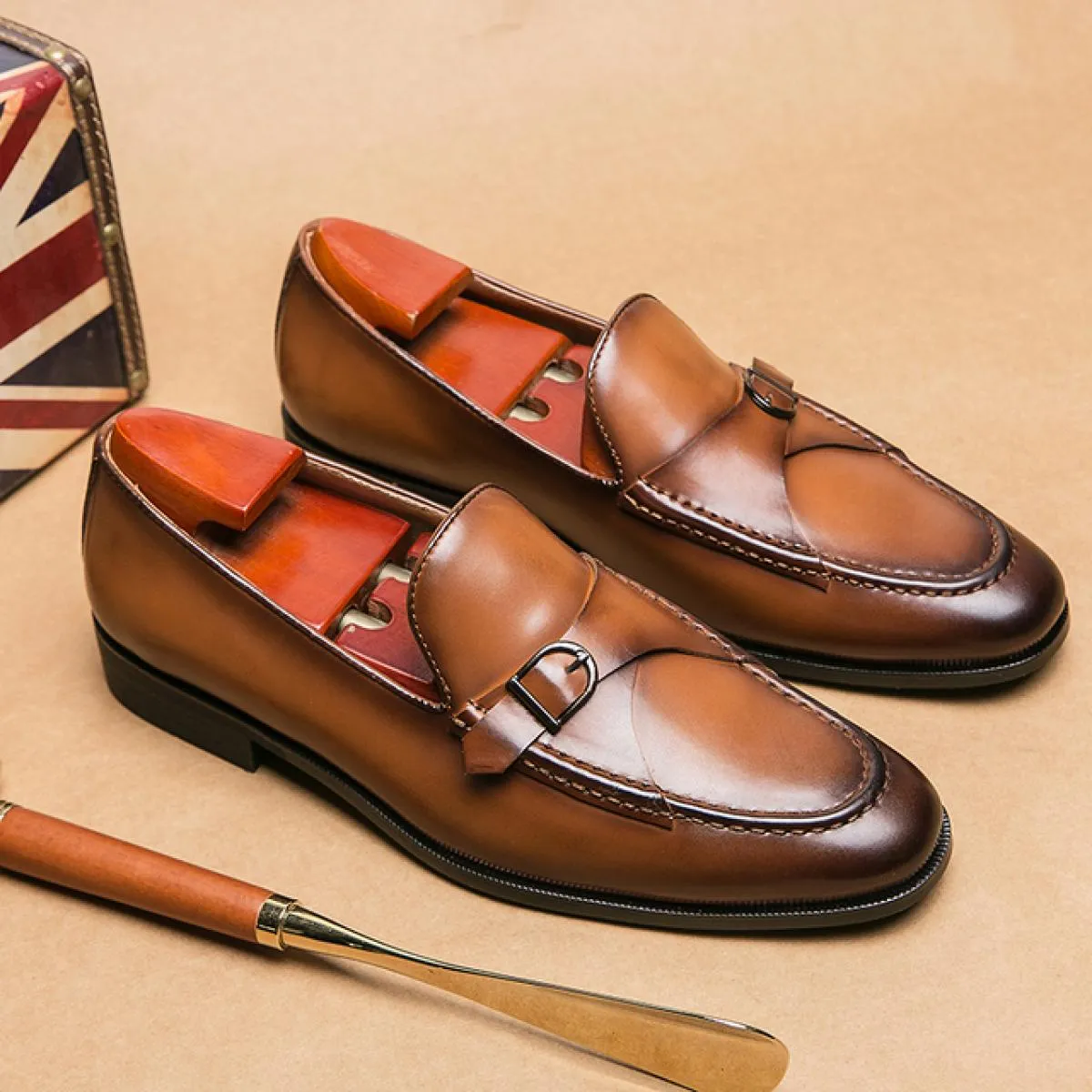 Nuovi mocassini marroni da uomo con punta quadrata e scarpe formali da uomo fatte a mano da lavoro taglia 38 46 Spedizione gratu