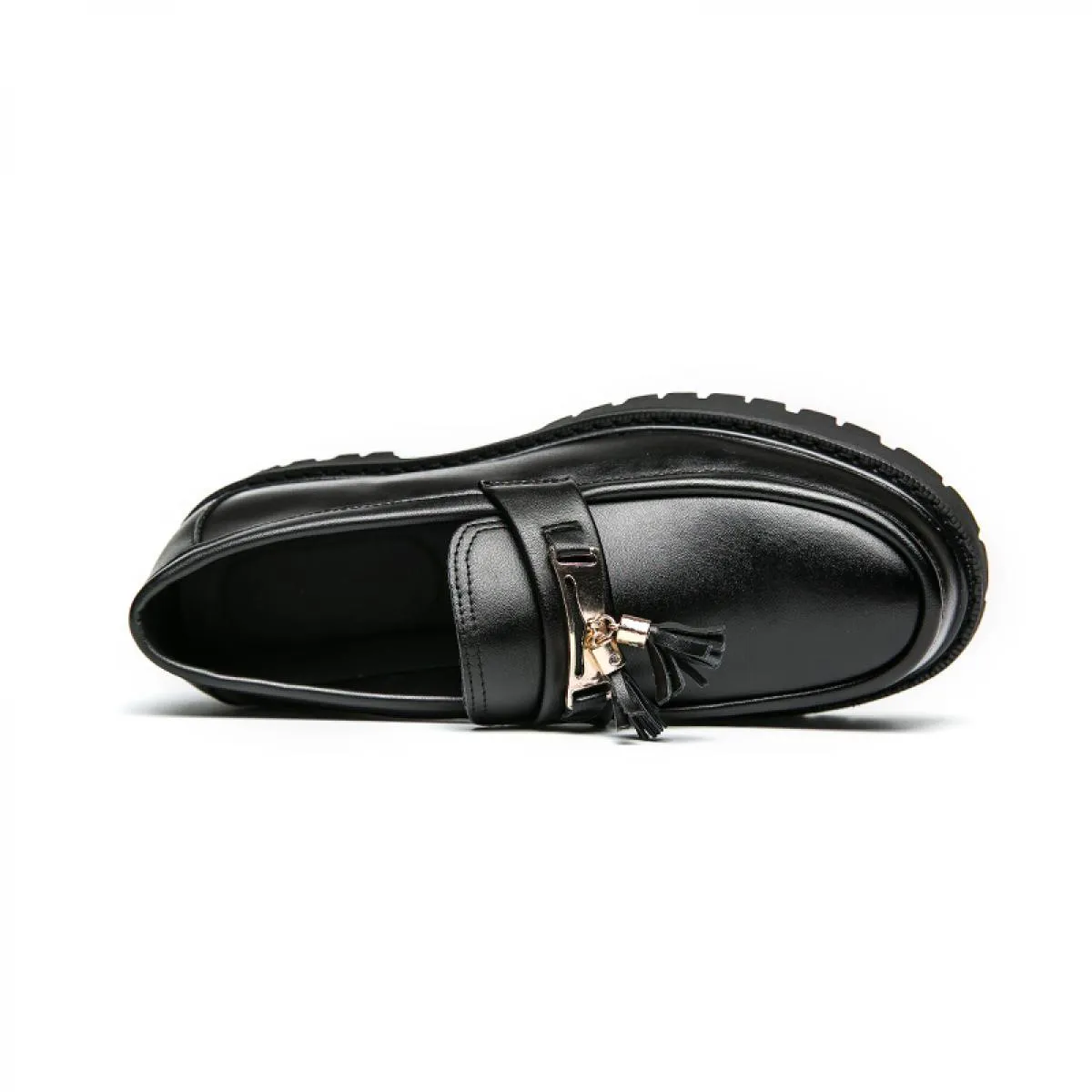 Nuovi mocassini neri da uomo con nappe punta tonda slip on primavera autunno uomini d'affari formali fatti a mano taglia 38 44