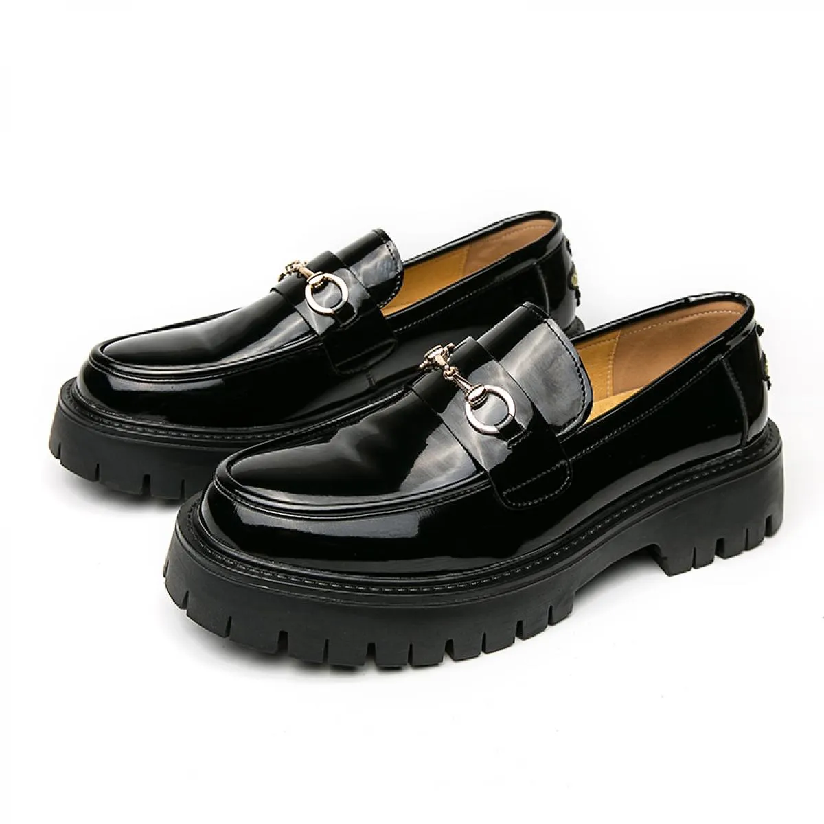 Nuovi mocassini neri da uomo in pelle verniciata punta tonda slip on scarpe da uomo formali da sposa taglia business 38 45