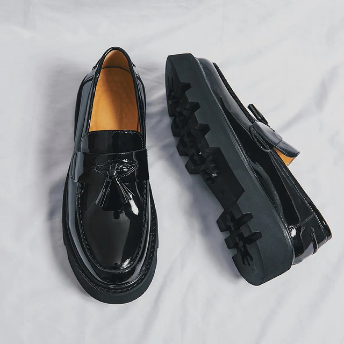 Nuovi mocassini neri da uomo in pelle verniciata punta tonda slip on scarpe da uomo formali da sposa taglia business 38 45