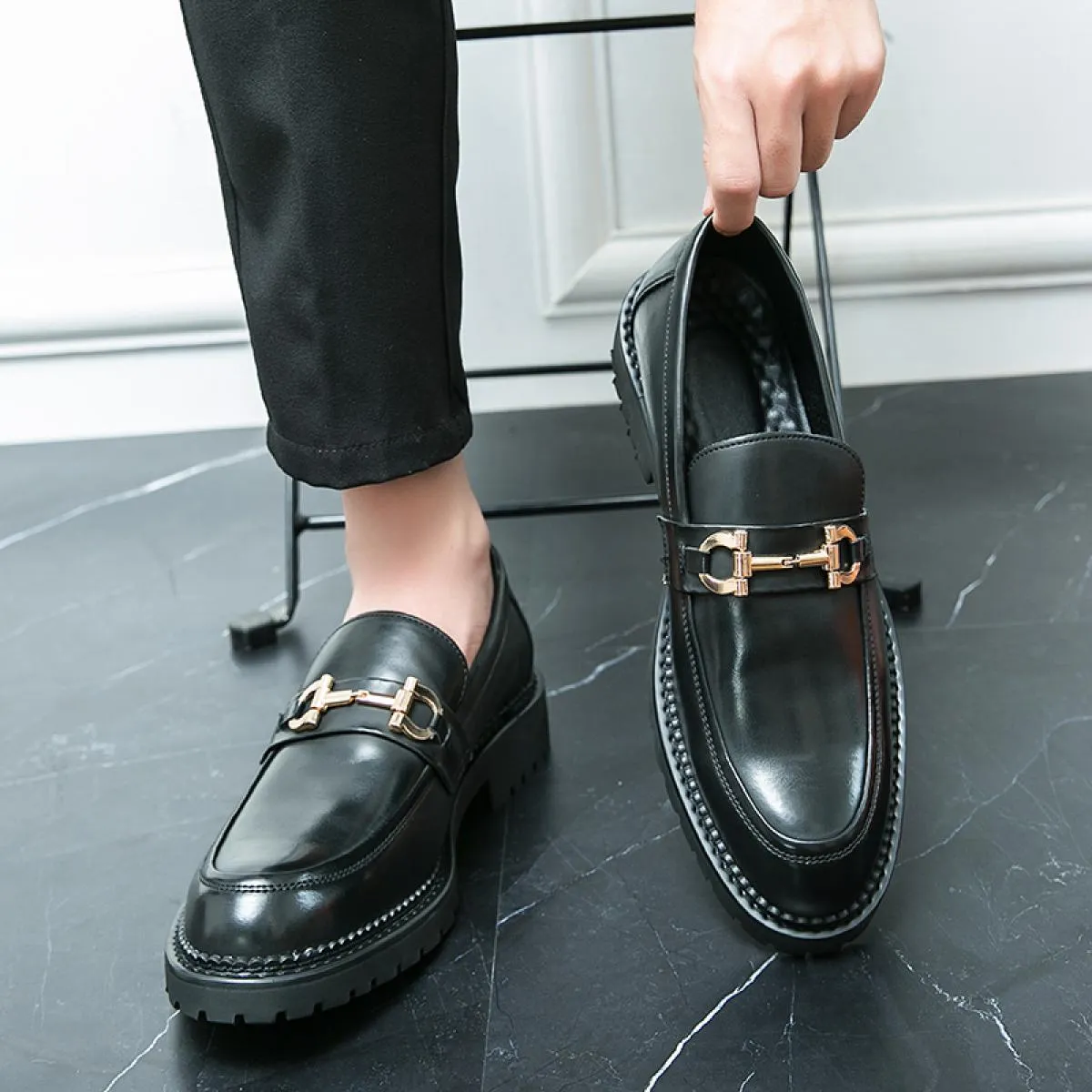 Nuovi mocassini neri da uomo traspiranti slip on scarpe da lavoro solide fatte a mano spedizione gratuita taglia 38 44 scarpe el