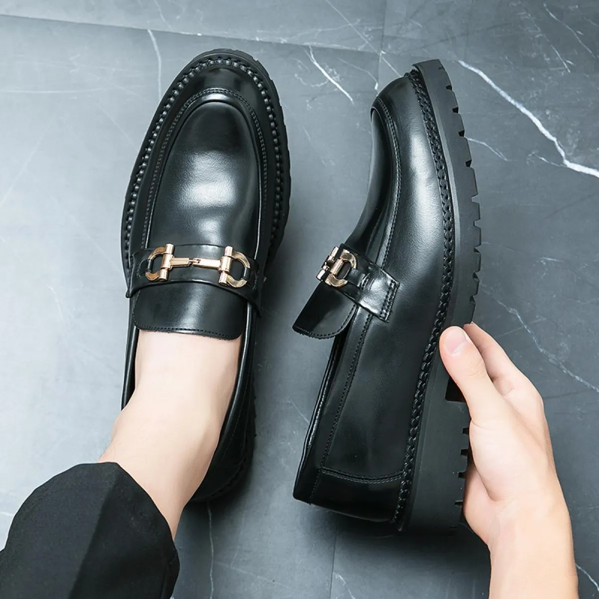 Nuovi mocassini neri da uomo traspiranti slip on scarpe da lavoro solide fatte a mano spedizione gratuita taglia 38 44 scarpe el