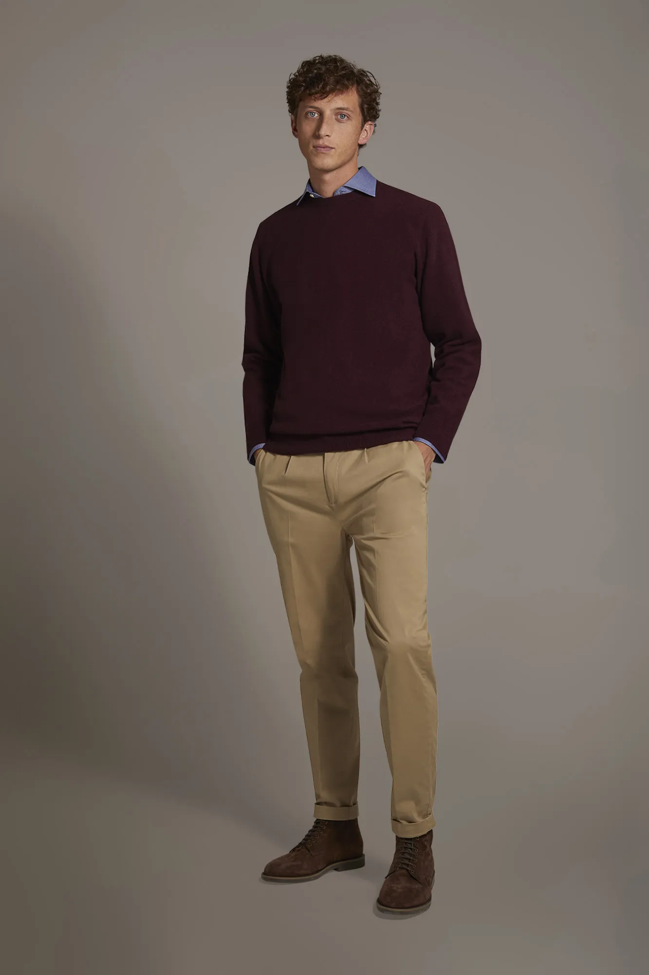 Pantalone chino uomo con pinces singola