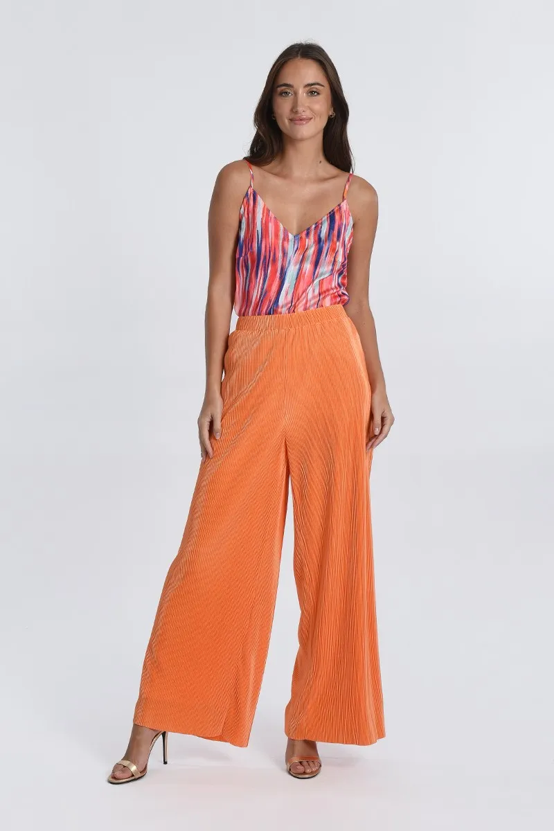 Pantalone donna plissé MW108 arancio