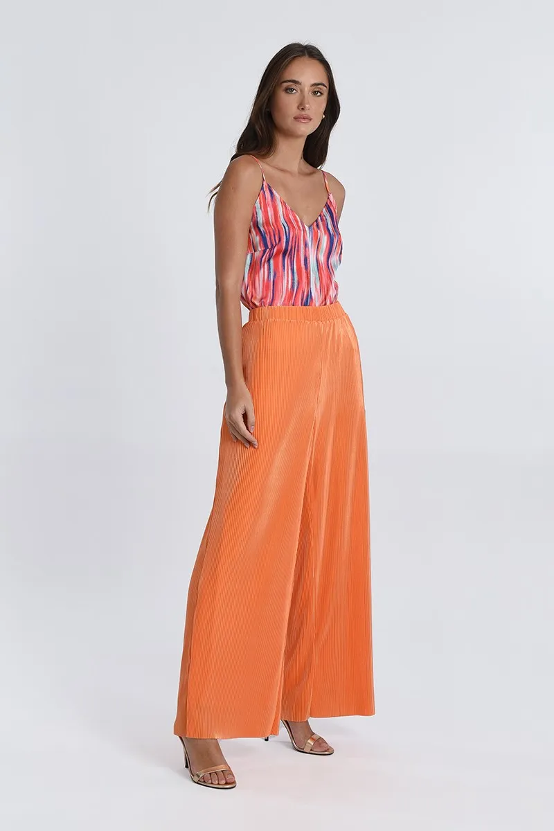 Pantalone donna plissé MW108 arancio