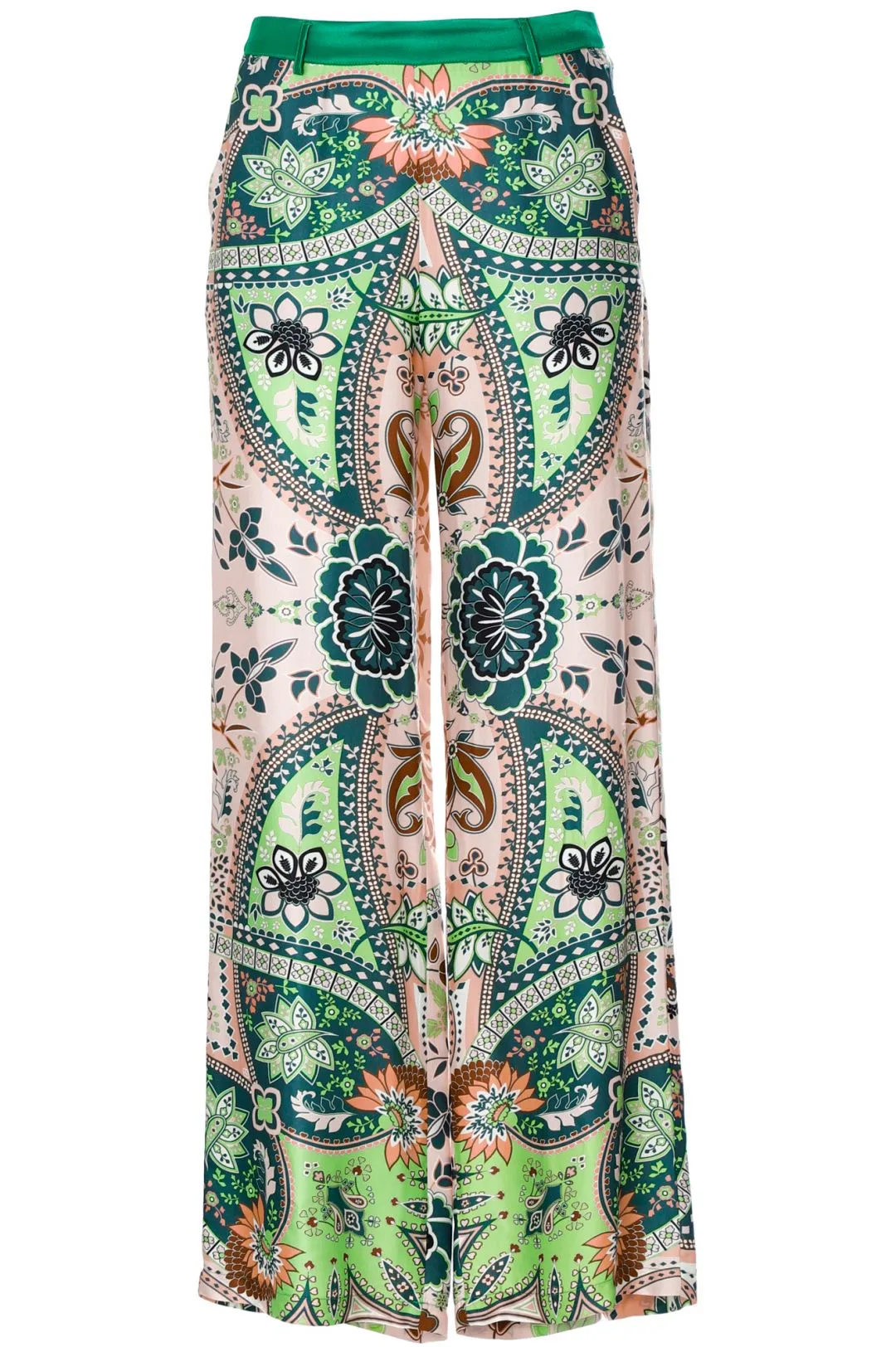 pantaloni morbidi in satin di viscosa stampato verde 42