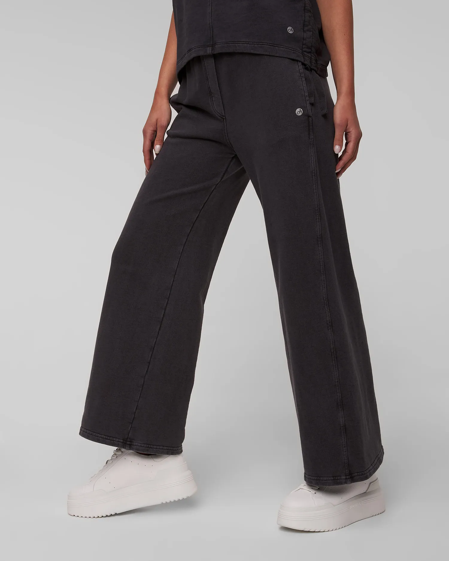 Pantaloni neri con gambe larghe da tuta da donna Deha D02815-10009