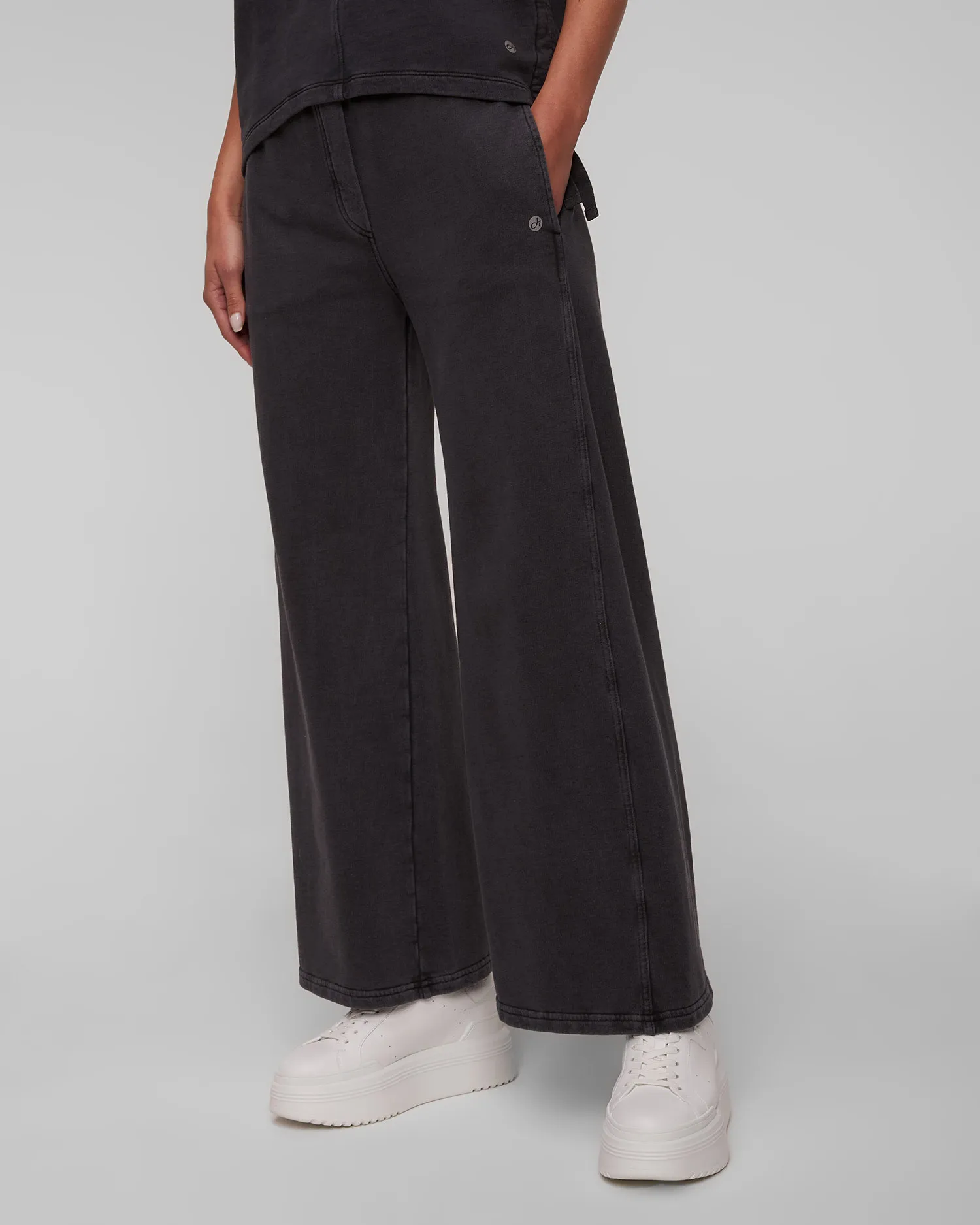 Pantaloni neri con gambe larghe da tuta da donna Deha D02815-10009