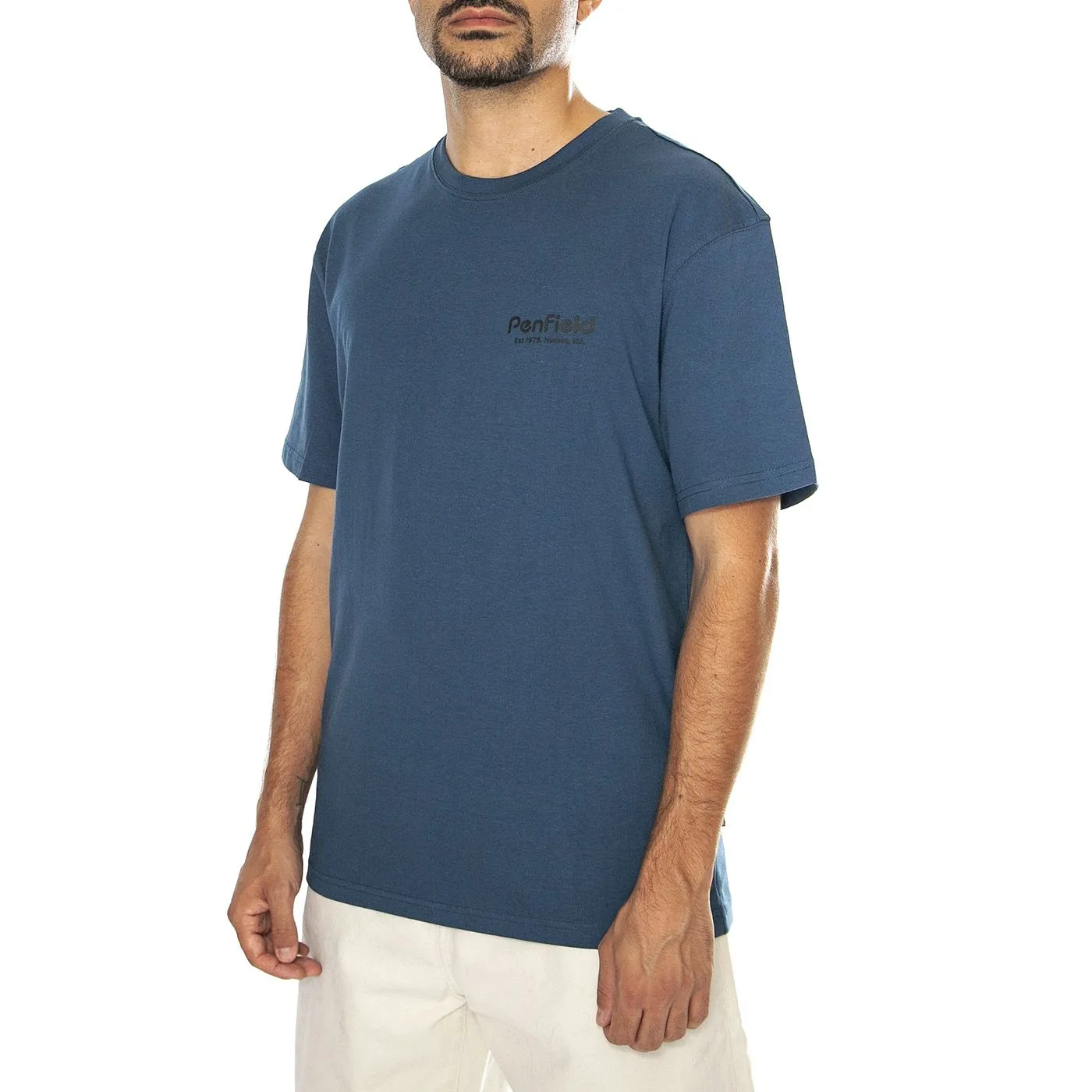 PENFIELD Penfield Hudson Script T-Shirt Blue Wing Teal - Maglietta Girocollo Uomo Blu    