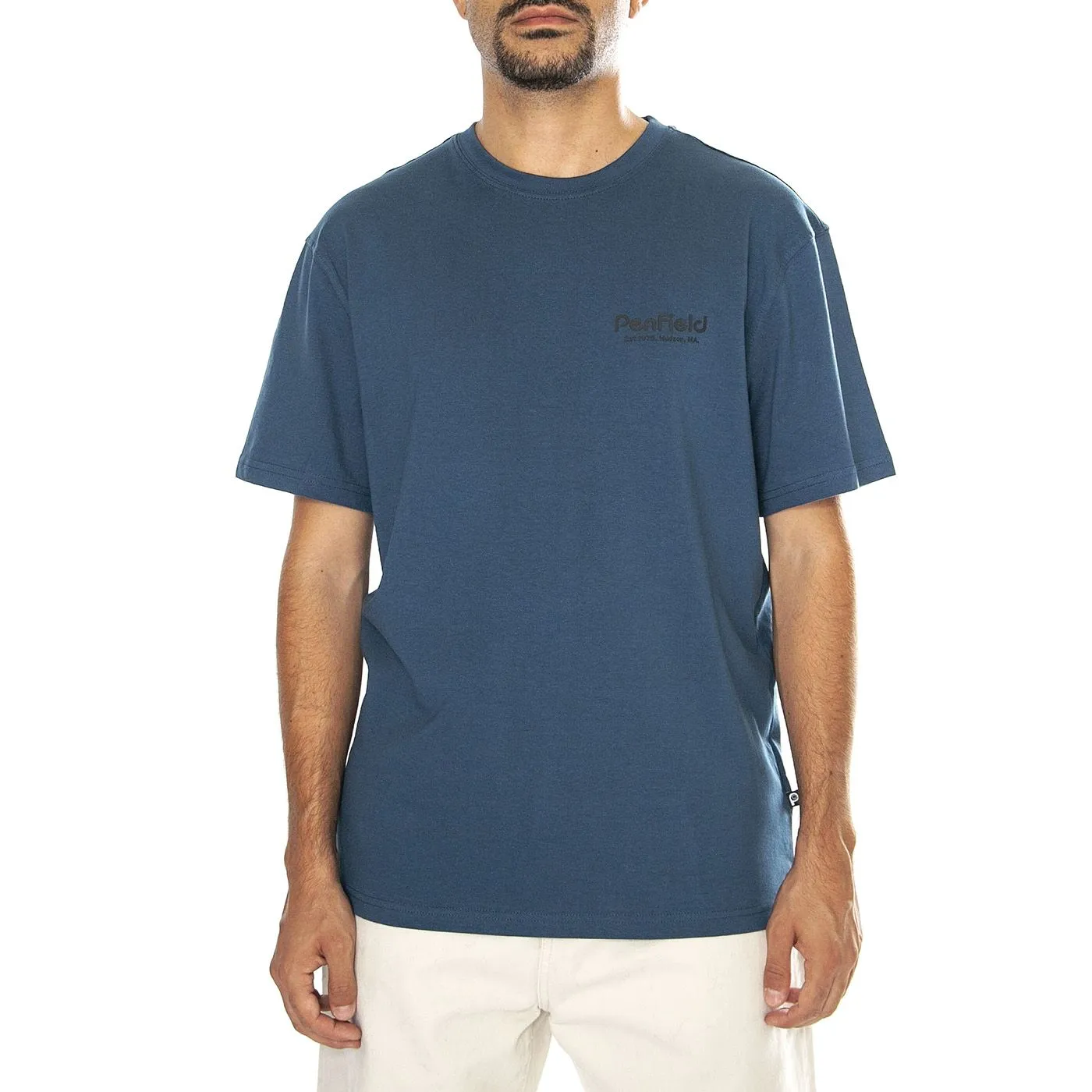 PENFIELD Penfield Hudson Script T-Shirt Blue Wing Teal - Maglietta Girocollo Uomo Blu    