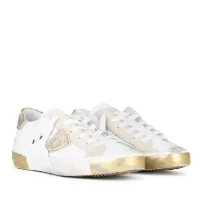 Philippe Model Prsx' White Leather Blend Sneakers Neutrals 