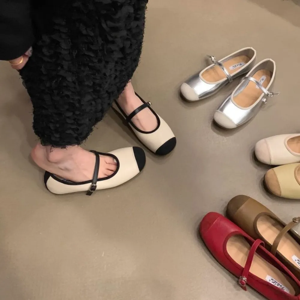 Piccole scarpe singole stile profumato Scarpe Mary Jane retrò francesi Scarpe basse Scarpe da balletto Scarpe da sera primaveril