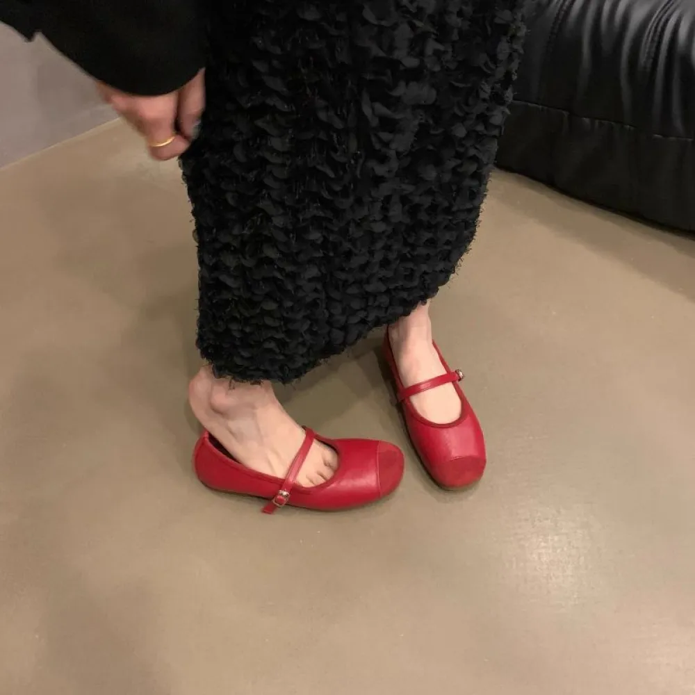 Piccole scarpe singole stile profumato Scarpe Mary Jane retrò francesi Scarpe basse Scarpe da balletto Scarpe da sera primaveril