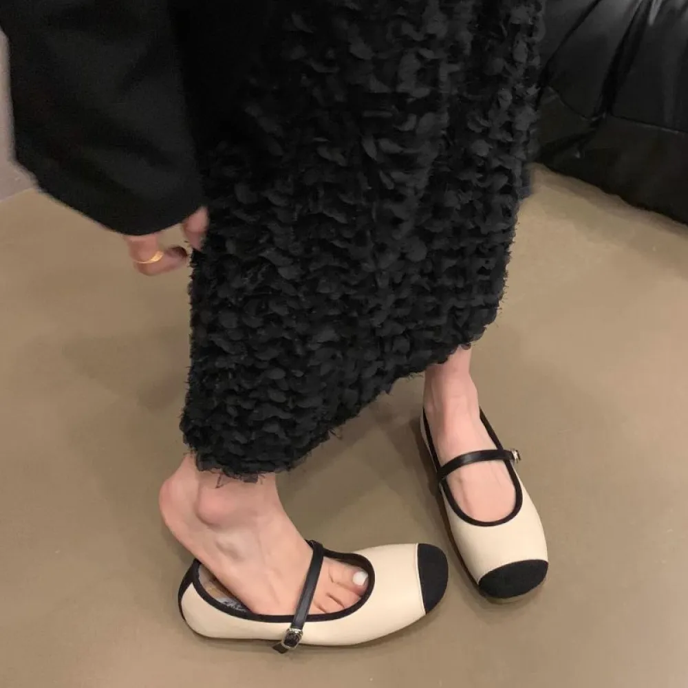 Piccole scarpe singole stile profumato Scarpe Mary Jane retrò francesi Scarpe basse Scarpe da balletto Scarpe da sera primaveril