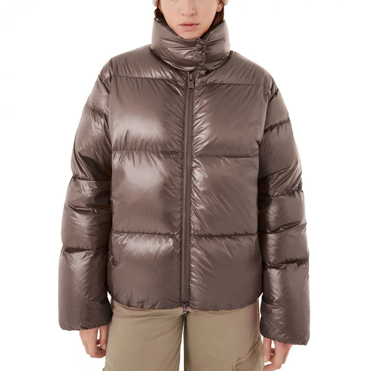 Piumino Puffy Super Imbottito Collo Alto, Marrone